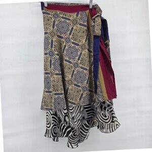 EARTHBOUND TRADING Wrap‎ Skirt One Size Boho Layered Reversible Indie Ethnic